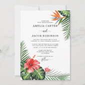 Wasserfarbe Tropische Blume Hochzeit im Grünen Einladung (Vorderseite)