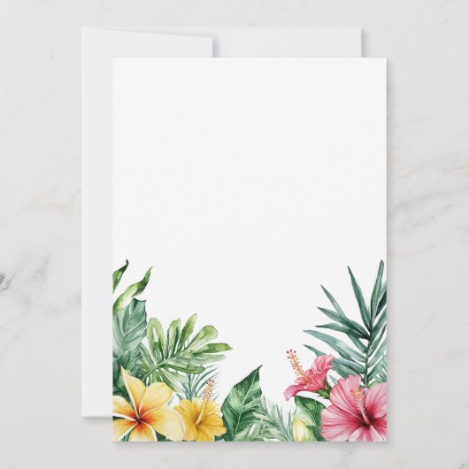 Wasserfarbe Tropische Blume Hochzeit im Grünen Einladung (Rückseite)