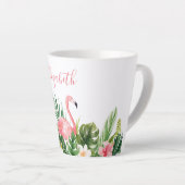 Wasserfarbe Tropische Blume Name Rosa Flamingo Milchtasse (Rechte Ecke)