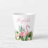Wasserfarbe Tropische Blume Name Rosa Flamingo Milchtasse (Vorderseite)