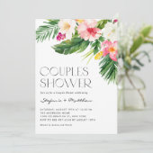 Wasserfarbe Tropische Blume Sommerpaare Dusche Einladung (Stehend Vorderseite)