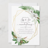 Wasserfarbe tropische Blumen Sippe und sehen Einladung (Vorderseite)