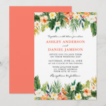 Wasserfarbe tropische Blumengrün Hochzeitskoralle