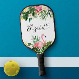 Wasserfarbe Tropische Blüte Rosa Flamingo Name Pickleball Schläger