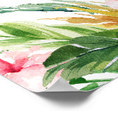 Wasserfarbe Tropische Blütenfarbe Rosa Flamingo Du Poster (Ecke)