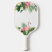 Wasserfarbe Tropische Blütenfarbe Rosa Flamingo Na Pickleball Schläger (Rückseite)