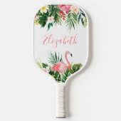 Wasserfarbe Tropische Blütenfarbe Rosa Flamingo Na Pickleball Schläger (Vorderseite)