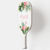 Wasserfarbe Tropische Blütenfarbe Rosa Flamingo Na Pickleball Schläger (Links)