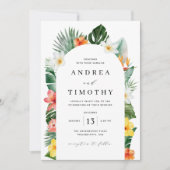 Wasserfarbe Tropische Blütenlandschaft Hochzeitsto Einladung (Vorderseite)