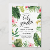 Wasserfarbe tropische Blütenrahmen Baby Sprinkle Einladung (Vorderseite)