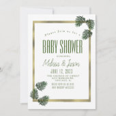 Wasserfarbe tropische botanische Foil Palm Babydus Einladung (Vorderseite)