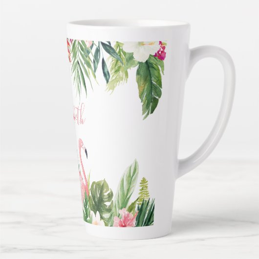 Wasserfarbe Tropische Flamingo Pink Grosses Milchtasse (Rechts)