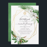 Wasserfarbe tropische Flora Bat Mitzvah Einladung<br><div class="desc">Tropische Blätter und magnolias Fledermaus mitzvah Einladungskarten,  die auf Ihre Veranstaltungsspezifikationen zugeschnitten sind.</div>