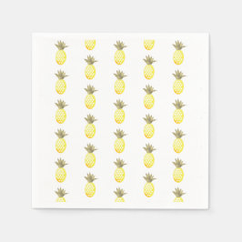 Wasserfarbe Tropische Foil Gold Ananas Wiederholun Serviette