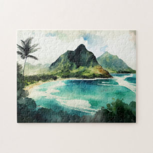 Wasserfarbe tropische Hawaii. Die Natur des Meeres Puzzle