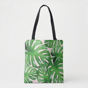 Wasserfarbe Tropische Monstera Blätter Gemustert R Tasche