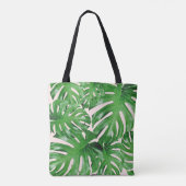 Wasserfarbe Tropische Monstera Blätter Gemustert R Tasche (Rückseite)