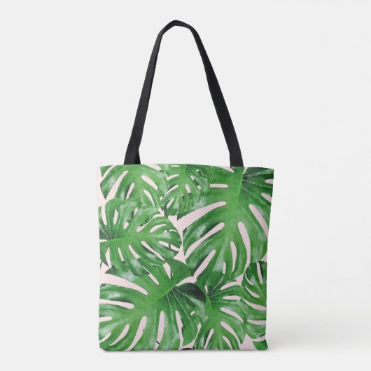 Wasserfarbe Tropische Monstera Blätter Gemustert R Tasche (Rückseite)