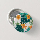 Wasserfarbe Tropische Palme, Hawaiischer Hibiskus Button (Vorne & Hinten)