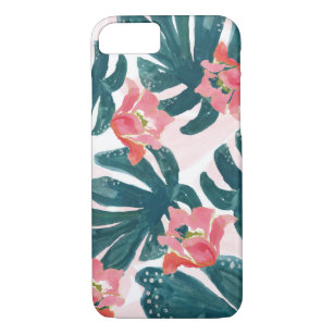 Wasserfarbe Tropische Palme, Hawaiischer Hibiskus iPhone 8/7 Hülle