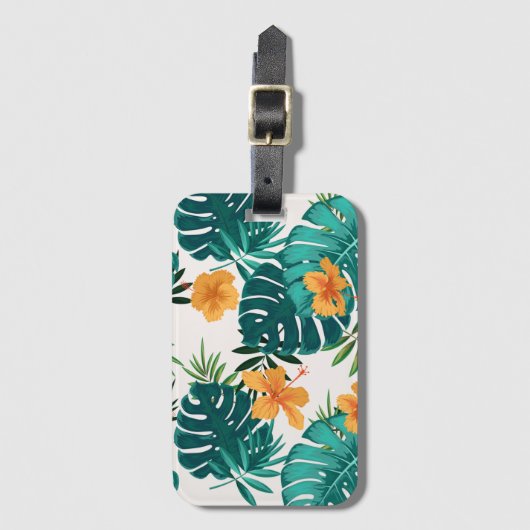 Wasserfarbe Tropische Palme, Hawaiischer Hibiskus Gepäckanhänger (Vorderseite Vertikal)