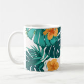 Wasserfarbe Tropische Palme, Hawaiischer Hibiskus Kaffeetasse (Links)