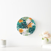 Wasserfarbe Tropische Palme, Hawaiischer Hibiskus Runde Wanduhr (Zuhause)
