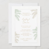 Wasserfarbe Tropische Palme Tree Boho Foto Hochzei Einladung (Vorderseite)