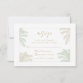 Wasserfarbe Tropische Palme Tree Boho Foto Hochzei RSVP Karte (Vorderseite)