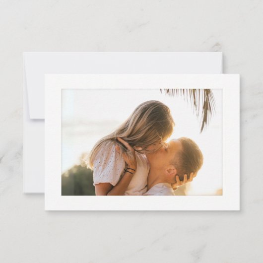 Wasserfarbe Tropische Palme Tree Boho Foto Hochzei RSVP Karte (Rückseite)