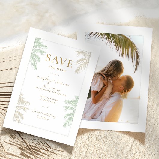Wasserfarbe Tropische Palme Tree Boho Foto Hochzei Save The Date