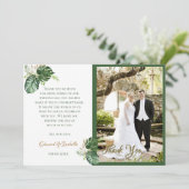 Wasserfarbe tropische Palmen Blätter Foto Dankeskarte (Stehend Vorderseite)