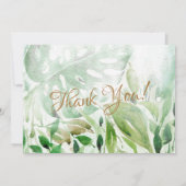 Wasserfarbe tropische Palmen Blätter Foto Dankeskarte (Rückseite)