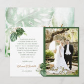 Wasserfarbe tropische Palmen Blätter Foto Dankeskarte (Vorne/Hinten)