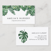 Wasserfarbe Tropische Pflanze Grünes Kinderzimmer Visitenkarte (Vorne/Hinten)