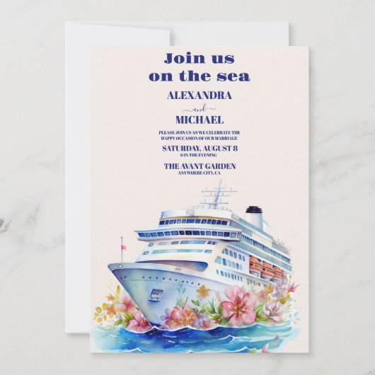 Wasserfarbe tropische Seascape Beach Kreuzfahrt Ho Einladung (Vorderseite)