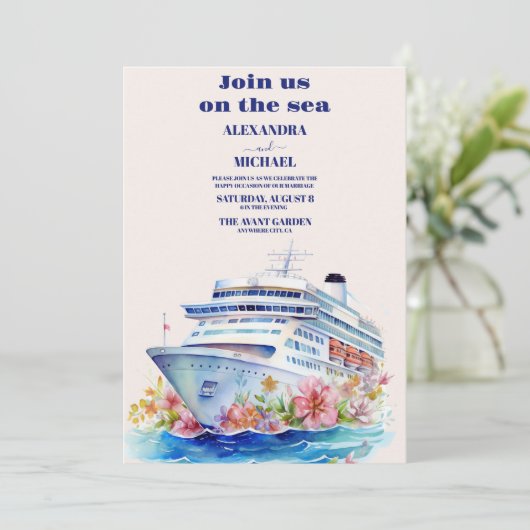 Wasserfarbe tropische Seascape Beach Kreuzfahrt Ho Einladung (Stehend Vorderseite)