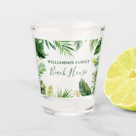 Wasserfarbe tropische Vegetation Family Beach Hous Schnapsglas