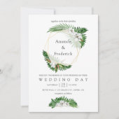 Wasserfarbe tropische Vegetation Geometrische Hoch Einladung (Vorderseite)