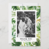 Wasserfarbe tropische Vegetation Rahmen Foto Hochz Dankeskarte (Vorderseite)