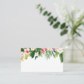 Wasserfarbe tropische Vegetation und Blume Hochzei Platzkarte (Stehend Vorderseite)