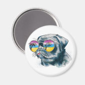 Wasserfarbe tropische Welpe Magnet (Vorderseite/Rückseite)