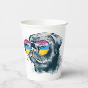 Wasserfarbe tropische Welpe Pappbecher