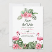 Wasserfarbe Tropischer Flamingo Save the Date Einladung (Vorderseite)