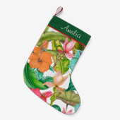 Wasserfarbe tropischer hawaiianischer Hibiskus Kleiner Weihnachtsstrumpf (Vorderansicht (hängend))