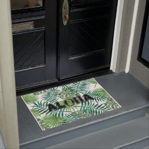 Wasserfarbe Tropischer Palm Blätter Aloha Door Mat Fußmatte