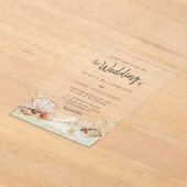Wasserfarbe tropischer Strand Seashells Hochzeit Acryleinladungen (Ablage )