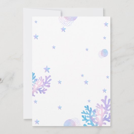 Wasserfarbe tropischer Strand Seashells Hochzeit Einladung (Rückseite)