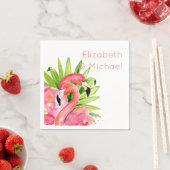 Wasserfarbe Tropisches Flamingos Personalisiertes  Serviette (Beispiel)