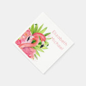Wasserfarbe Tropisches Flamingos Personalisiertes  Serviette (Ecke)